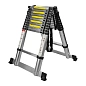 Лестница телескопическая двухсекционная, 0.8-3.5+3.5 м, 11+11 ступенек, max нагрузка 150 кг ForceKraft FK-BL-TA350