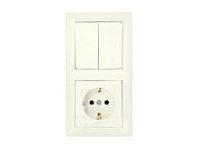 Блок выкл. 2 клав. + розетка (скрытая, с/з) бежевый, Стиль, Bylectrica 2В-РЦ-693беж