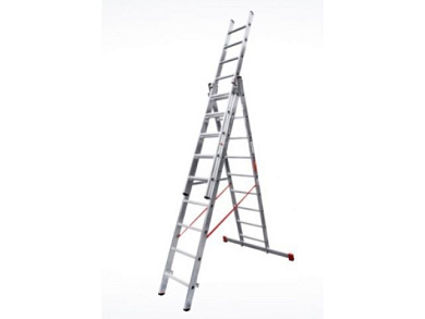 Лестница алюм. 3-х секц. 230/502/257 см, 3х9 ступ. 16,2 кг NV3230, макс. нагрузка 150 кг Новая Высота 3230309