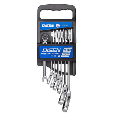 Набор ключей трещоточных с шарниром 8-19 мм, 7 пр. DISEN DSD1508F
