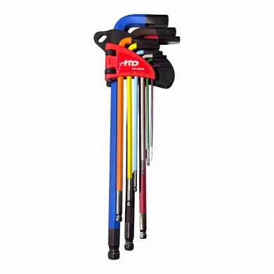 Ключи шестигранные с шариком 1,5-10мм удлиненные разноцветные (набор 9шт.) CrV "H-D"