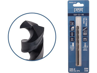 Сверло по металлу ц/х 5.0х52х86 мм HSS-Co Black EXPERT STARTUL SE8301-50