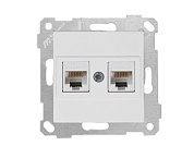Розетка компьютерная 2xRJ45, Cat5e, скрытая, без рамки, белая, RITA, Mutlusan 22001380101