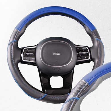 Оплетка экокожа M Combo- 4 Черно/Синяя SKYWAY S01102390