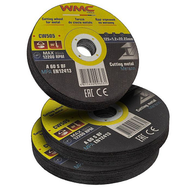 Круг отрезной абразивный 125x1.2x22.2 мм, к-т 30 шт WMC TOOLS WMC-CW505(30шт к-т)