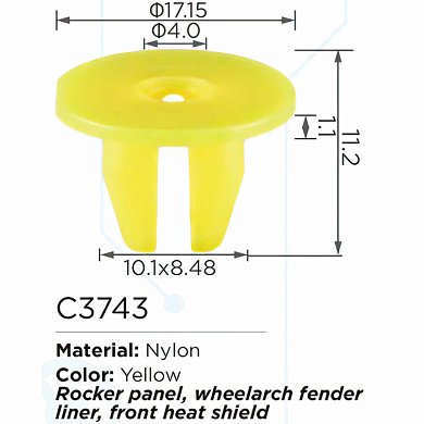 Клипса для крепления внутренней обшивки а/м Тойота, пласт., 100 шт Forsage C3743(Toyota)