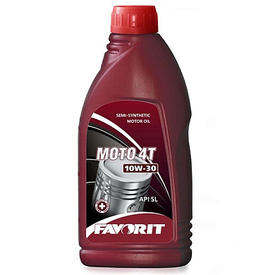 Масло моторное полусинтетическое для четырехтактных двигателей FAVORIT MOTO 4-T SAE 10W-30 API SL, 0,6 л
