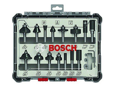 Набор фрез смешанный 8 мм 15 пр Bosch 2607017472