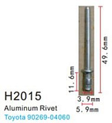 Клипса для крепления внутренней обшивки а/м Тойота аллюминиевая, 100 шт Forsage H2015(Toyota)