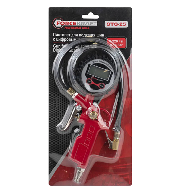 Пистолет для подкачки шин с цифровым манометром 0-16Bar ForceKraft FK-STG-25