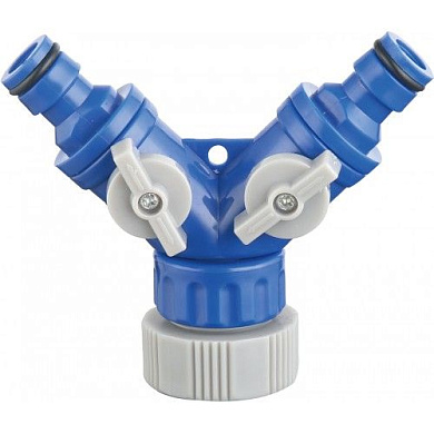 Разделитель для полива двухканальный с кранами и резьбой 1"-3/4" H-D HD-G6208-1