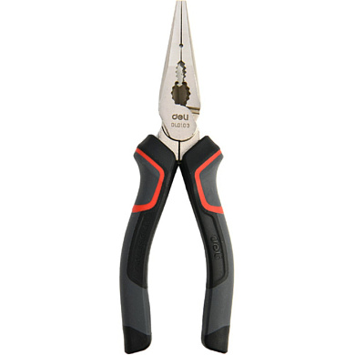 Длинногубцы Deli RS EDL0103, 160 мм, черный, красный