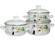 Набор кастрюь ЭКСТРА, 1.5, 2, 3 беая Керченский металлургический завод 61904-Фиалка Монмартра