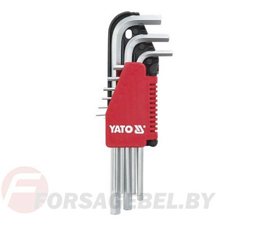 Набор шестигранных ключей 2-10 мм 9 пр. CrV Yato YT-0502