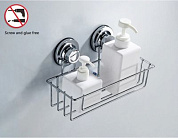 Полка в ванную - корзина на вакуумных присосках, пластик + сталь, хром Ledeme L3728