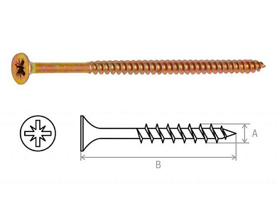 Шуруп универсальный 4.0х80 мм желтый цинк, 5 кг, Starfix SMV2-25460-5