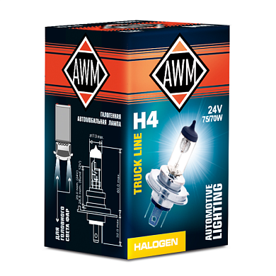 Лампа галогенная H4 24V 75/70 (P43T) AWM 410300018