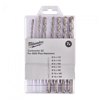 Набор буров SDS-PLUS CONTRACTOR ф. 5/6/8х110, ф. 6/8/10/12х160 мм (7 шт.) Milwaukee 4932471244