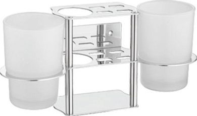 Стакан для зубной щетки, сталь + стекло, хром Ledeme L103