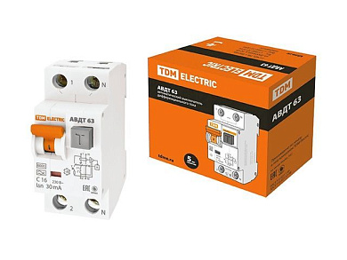 Выключатель дифференциальный автоматич. АВДТ-63/2Р C16 30мА тип А TDM SQ0202-0002