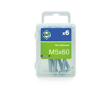 Винт мебельный 5х60, полусфер. головка, шлиц KOMBI, цинк, 6 шт ЕКТ B006650
