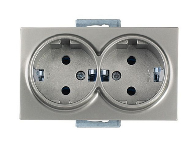 Розетка 2-ая, скрытая, с/з, керамика, титан, DARIA, 16 A, 250 V, IP 20, Mutlusan 21002000283