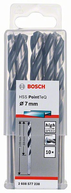 Сверло по металлу 7x109 мм, 10 шт., HSS PointTeQ Bosch 2608577238