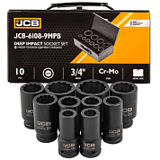 Набор ударных глубоких головок 17-46 мм 3/4'' 10 пр 12-гр JCB JCB-6108-9MPB