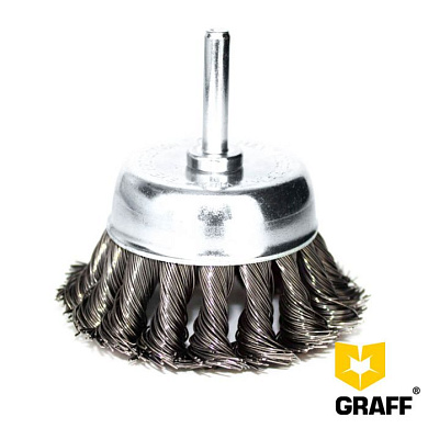 Щётка по металлу 75 мм для дрели чашечная жгутовая GRAFF (диаметр хвостовика 6,3 мм) 3017563
