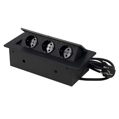 Выдвижной удлинитель NOVA, 3 розетки, черный AKS 78893