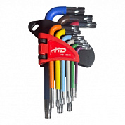 Набор ключей TORX с отверстием T10-T50 короткие разноцветные 9 пр CrV H-D HD-05633