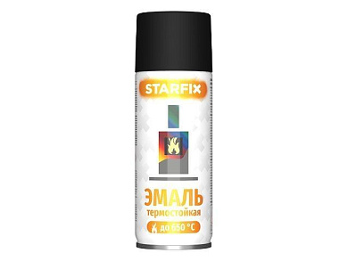 Краска-эмаль аэроз. термостойкая силиконовая черный Starfix 520мл SM-26804-1