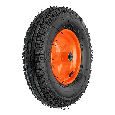 Колесо пневматическое усиленное, шина 8PR, 4.00-8 D400 мм, внутренний диаметр подшипника 20 мм, длина оси 90 мм Palisad 69081