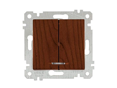 Выключатель 2-клав., с подсветкой, скрытый, без рамки, винт. зажим, орех, RITA, 10 A, 250 V, IP 20, Mutlusan 22004260257