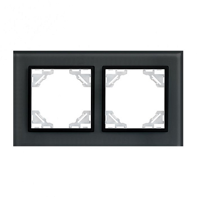 Минск Рамка 2-местная стеклянная черная EKF Basic ERM-G-402-70