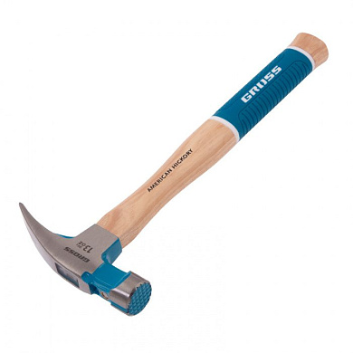 Молоток-гвоздодер, 380 г, угол 75, магнит, обрезиненная рукоятка AMERICAN HICKORY GROSS 10413