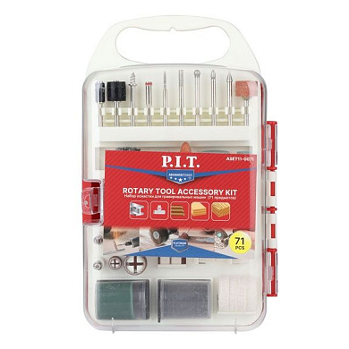 Набор принадлежностей для гравировальных машин, 71 предмет, пластиковый кейс PIT ASET11-0071