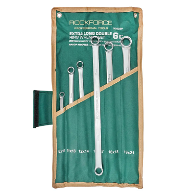 Набор накидных экстра длинны ключей 8x10-19x21 мм 6 пр RockForce RF-50622P