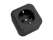 Розетка 1-ая (открытая, с/з) черная, Пралеска, Bylectrica РА16-254чер