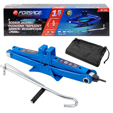 Домкрат механический ''ромб'' 1.5 т, 104-385 мм, L-415 мм Forsage F-RF-105
