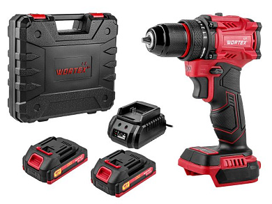 Аккум. дрель-шуруповерт WORTEX LX BD 1815-1 Li ALL1 XLT 18В, 45 Нм, 2*1.5 Ач, патрон 10 мм, бесщёт. (18 В, БЕСЩЁТ.ДВИГ., с 2x1.5 Ач акб)