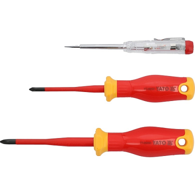 Отвертки изолированные EXTRA SLIM, набор 3 предмета, S2 Yato YT-282680