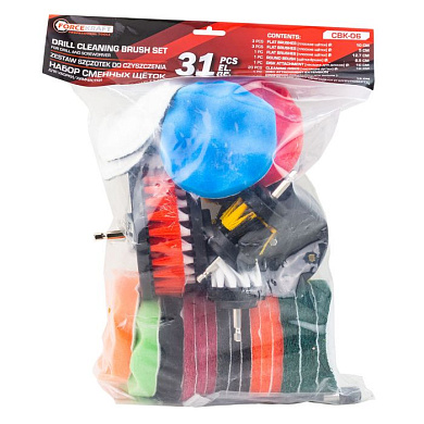 Набор щеток для уборки/химчистки под шуруповерт 31 пр. ForceKraft FK-CBK-06