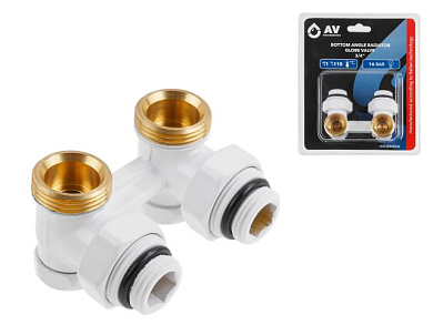 Клапан угловой вентильный 3/4" нар. для радиатора, мультифлекс, Белый, Return and feed AV Engineering AVE289002W