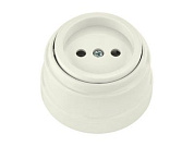 Розетка 1-ая (открытая, б/з) бежевая, Ретро, (без монтажной панели) Bylectrica РА16-0201беж