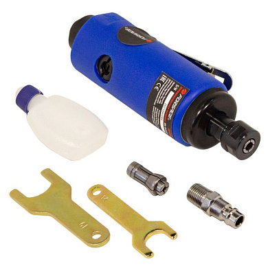 Пневмозачистная машинка с прорезиненной рукояткой, цанги: 3,6 мм, 25000 об/мин, 128 л/мин, 6.3Bar, штуцер 1/4'' Forsage F-RP7314