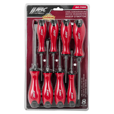 Набор отверток силовых магнитных SL, РН, Torx 8 пр JBC JBC-7008