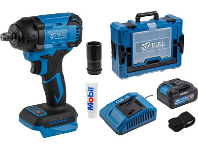 Аккум. ударный гайковерт SC 1804 Xcase XLTpro БЕСЩЕТ., 18 В, 400 Н*м, 1/2", 1х4 А*ч, з/у 4 А BULL 1329884