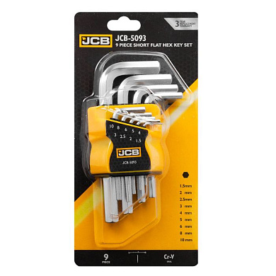 Набор ключей Г-образных HEX (6-гр), 9 пр., 1.5-10 мм JCB JCB-5093