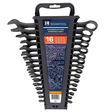 Набор комбинированных ключей 16 пр, 6-19, 22, 24 мм SIGMATOOL Sigmatool-5161MP BLACK